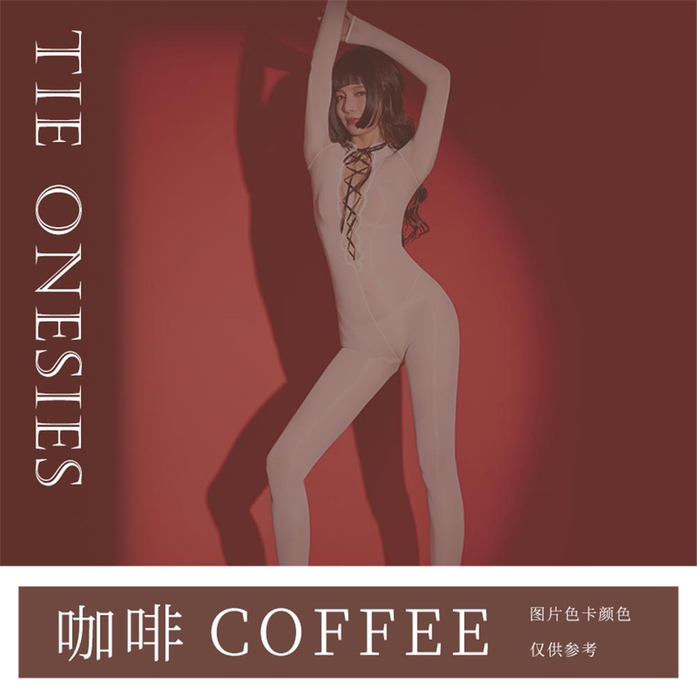 Sexy Women Cosplay Maid Tight Oil Glossy Elastic Bodysuit Stain Sheer See Through Silky Yoga Jumpsuit Bandage Hollow Out Leotard