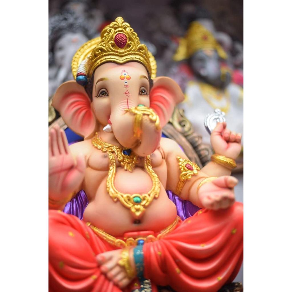 Eva Gourmet Vanilla Ganpati Idol for Ganesh Chaturthi and Visarjan Clay Idol Vinayaka Chaturthi Utsav Eco Friendly Ganesh Festival- 3 Sizes