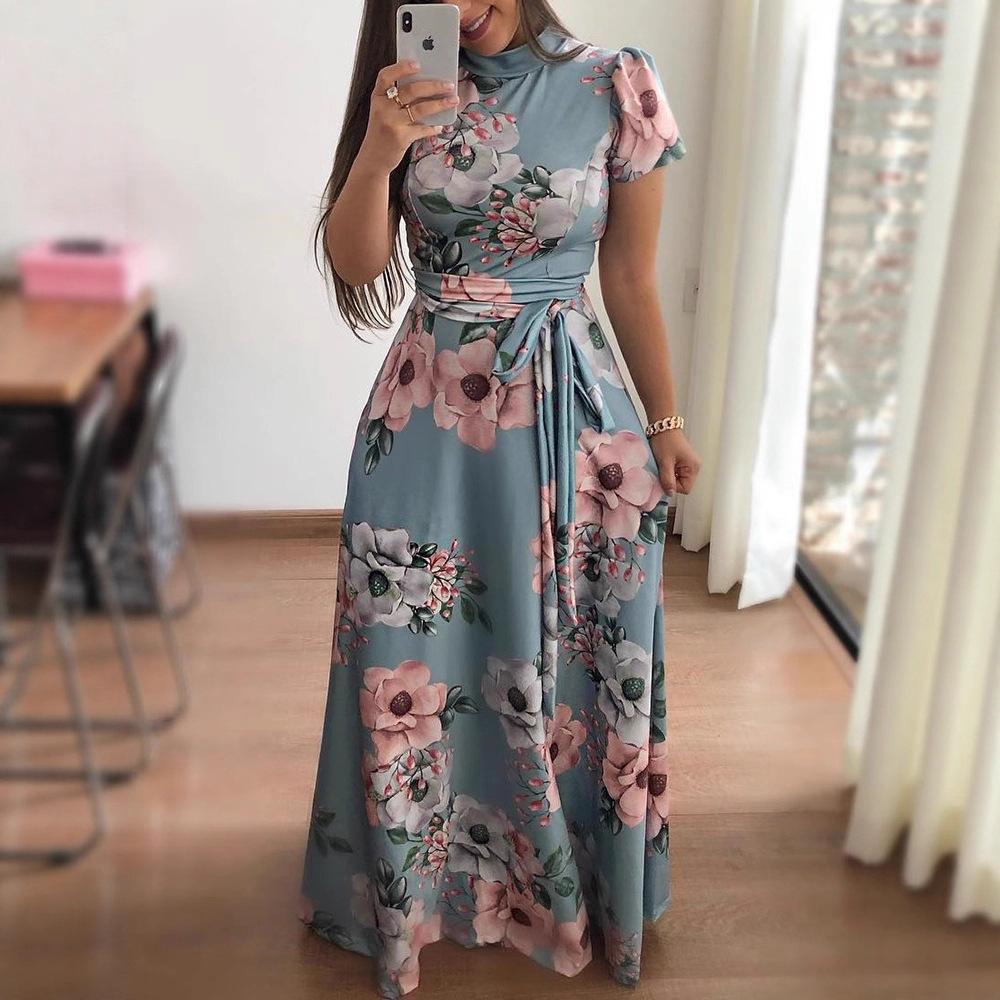 Blumenprint Elegantes Übergrößenkleid Tunika Maxikleid Damen Abendpartykleid Sommerkleid