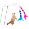 Feather and Bell Colorful Cat Wire Chaser Kitten Interactive Toy Cat Playing Stick Cat Teaser Wand