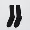 Women's Striped Double Needle Pile Socks: Pure Color, Long Cotton for Autumn/Winter, Trendy & Stylish.