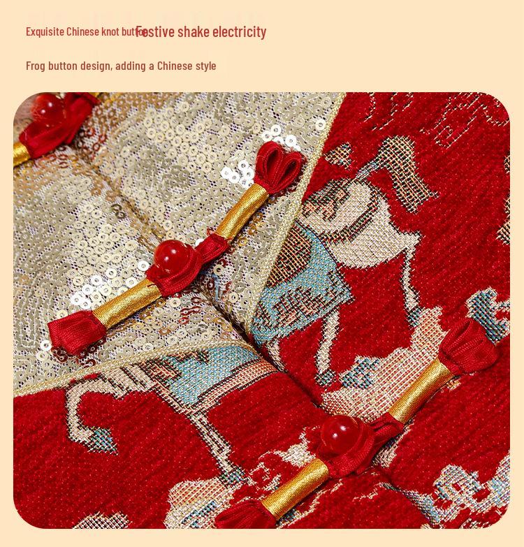 Girls' Winter Chinese Tang Suit Hanfu Set: Velvet, Thick, Trendy Two-Piece New Year Outfit