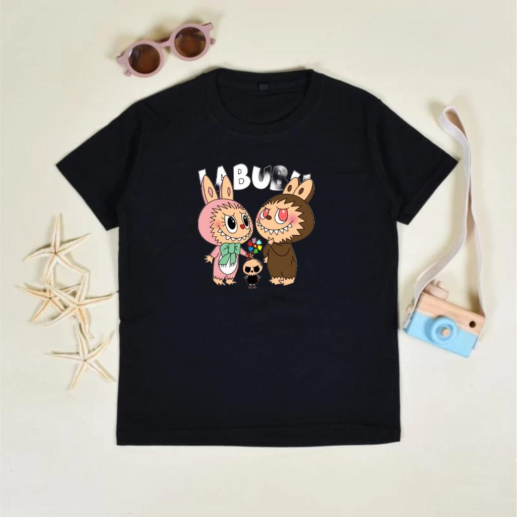 2025 Popular Children's Clothing Short Sleeved LABUBU Cute Round Neck T-shirt Cartoon Style Girl's Top