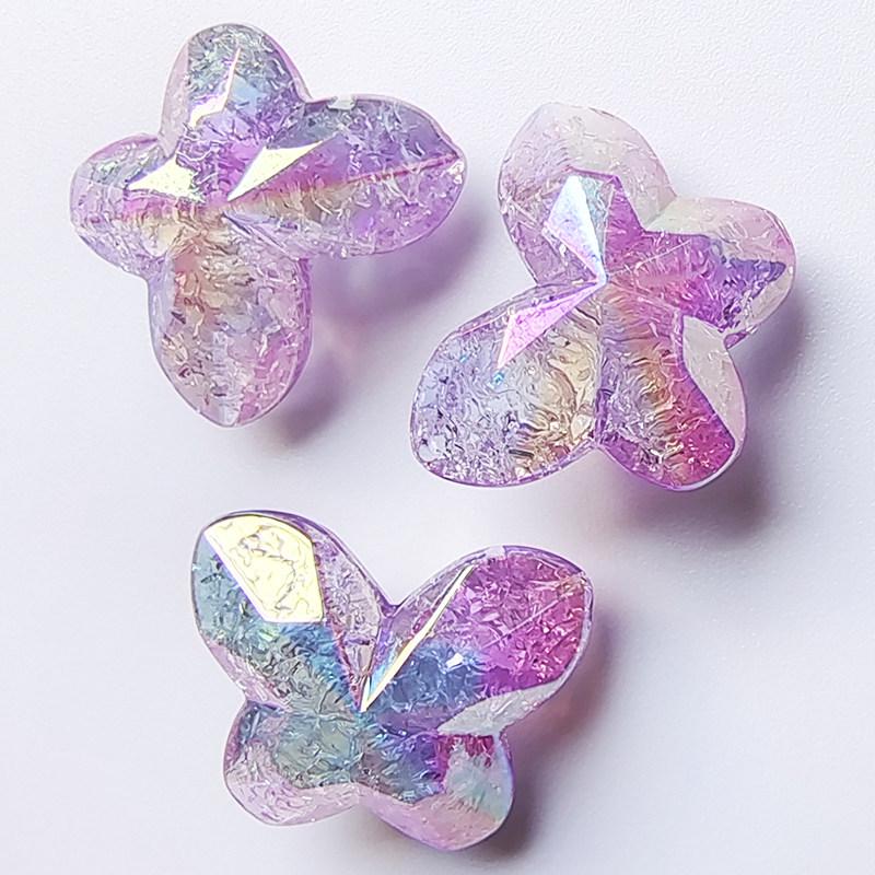 Iridescent Crackle Diamond Butterfly Beads for DIY Jewelry Making