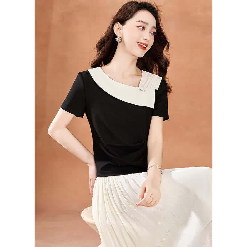 French Romantic Color-Blocked Two-Piece Set