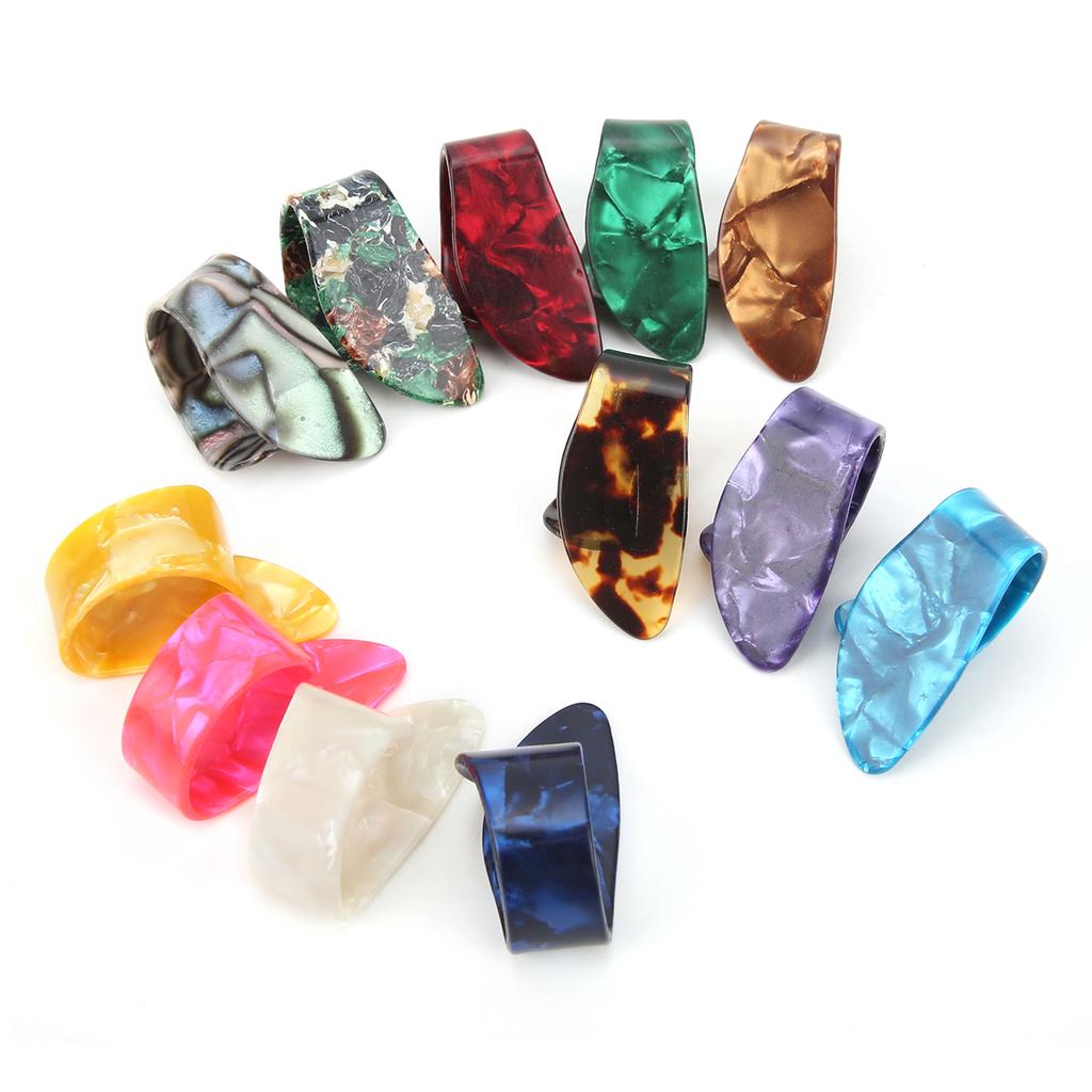 12Pcs Guitar Thumb Pick Celluloid Finger Picks Replacement Instrument Playing Accessories