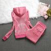 Women's Velvet Sportswear Set: Hot Drill Letter Hoodie & Straight-Leg Pants, Slim Fit Two-Piece.