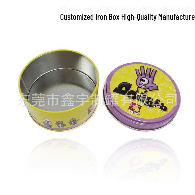 Round Metal Candy/Cookie Tin with Customizable Logo and Patterns