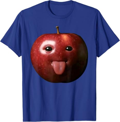 Lustiges albernes KI Apfel Gen Z Meme Gehirnfäule Humor Zunge raus T-Shirt Obstliebhaber Y2k Kunst Ästhetik Oberteile Sigma Apfel Rizz Spruch T-Shirt