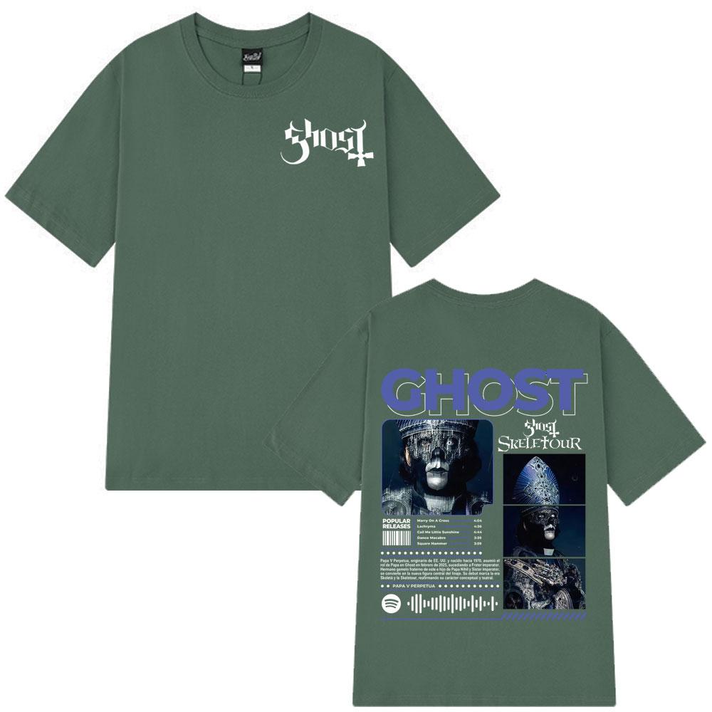 Ghost Skeletour World Tour 2025 Album Vintage Tshirt Men Women Hip-hop T-shirt Short-sleeved Gothic Punk Loose Casual T-shirts