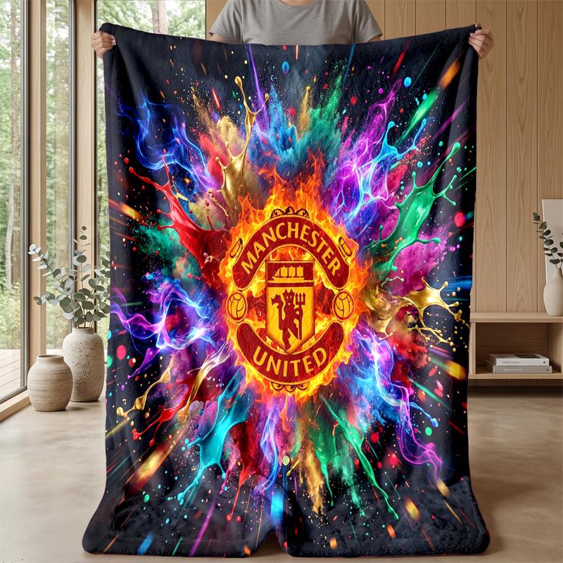 Manchester United Theme Blanket Soft Flannel Blanket Plush Throw Blanket Cozy Sofa Bed Blanket for Home Decor