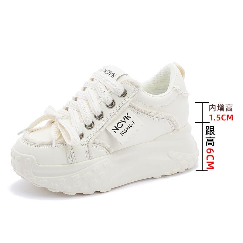 

2025 women s color matching popular versatile women s casual shoes thick sole inner height increase leather dad shoes children s shoes versatile 33