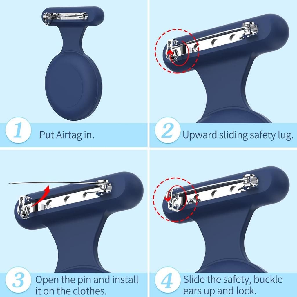 Hidden Airtag Holder for Kids GPS Tracker Silicone Air tag Holder with Brooch Pin, Airtags Clip Child/Elderly/Backpack/Luggage