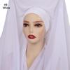 Solid Color Instant Chiffon Hijab Scarf Bulit-In Magnets Islamic Head Wrap  Outdoor