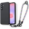 Case for Samsung Galaxy A37 5G, Black Shockproof Protection with Detachable Multicolored Bracelet