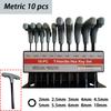 10pcs/Set T-Handle Hex Key Wrench Set Metric Or Imperial Sizes With Convenient Storage Stand Multifunctional Hand Tools Set