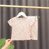 Girls Summer Ice Silk Pajama Set Short Sleeve Floral Print Breathable Thin Two Piece Sleepwear Outfit For Kids
