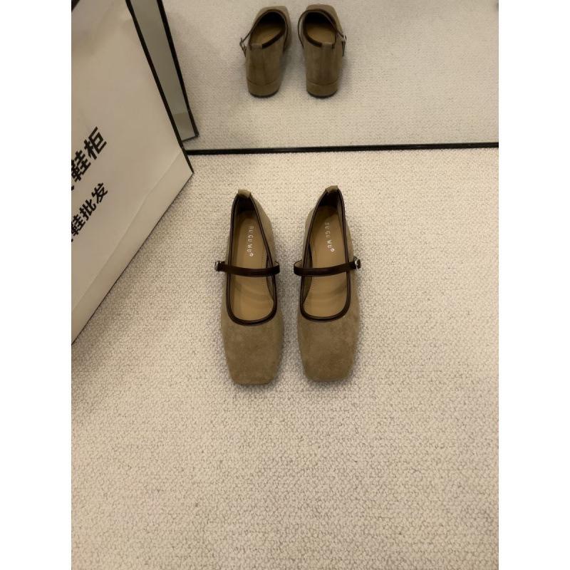 

Square Toe Low-Cut Mary Jane Leather Shoes for Women - 2025 Autumn/Winter Collection, Versatile Low Heel 36