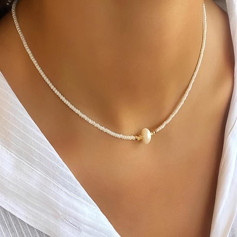 Natural Freshwater Pearl Adjustable Necklace, Versatile Clavicle Chain for Women Daily Wear