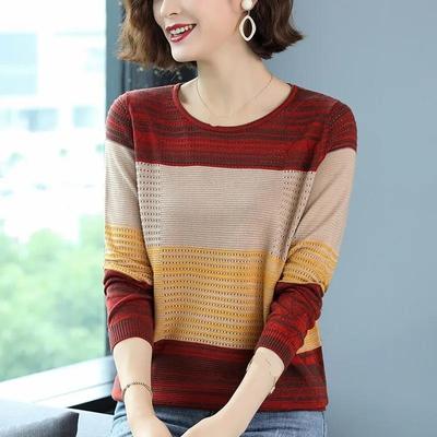 Women's Fall and Winter Bottom Shirt Round Neck Long Sleeve Pretty Top