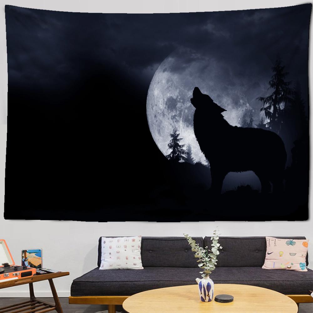 Fantasy Wolf Tapestry Wall Hanging Animal Aesthetic Room Decoration Bohemian Psychedelic Mandala Home Dormitory Wall Decoration