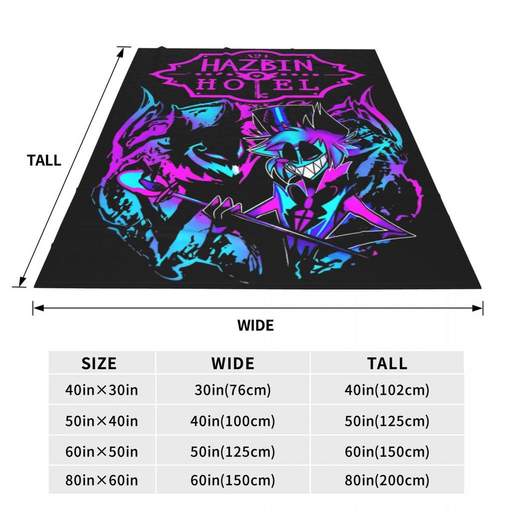 Hazbin Alastor Cartoon Hotels Knitted Blankets Anime Action Flannel Throw Blanket Bedroom Sofa Printed Ultra-Soft Warm Bedspread