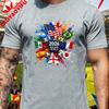 Usa Patriotic Country Flag Soccer T Shirt Unisex Vintage Burst Art Football Supporter Fan Casual Daily Trendy Streetwear Top