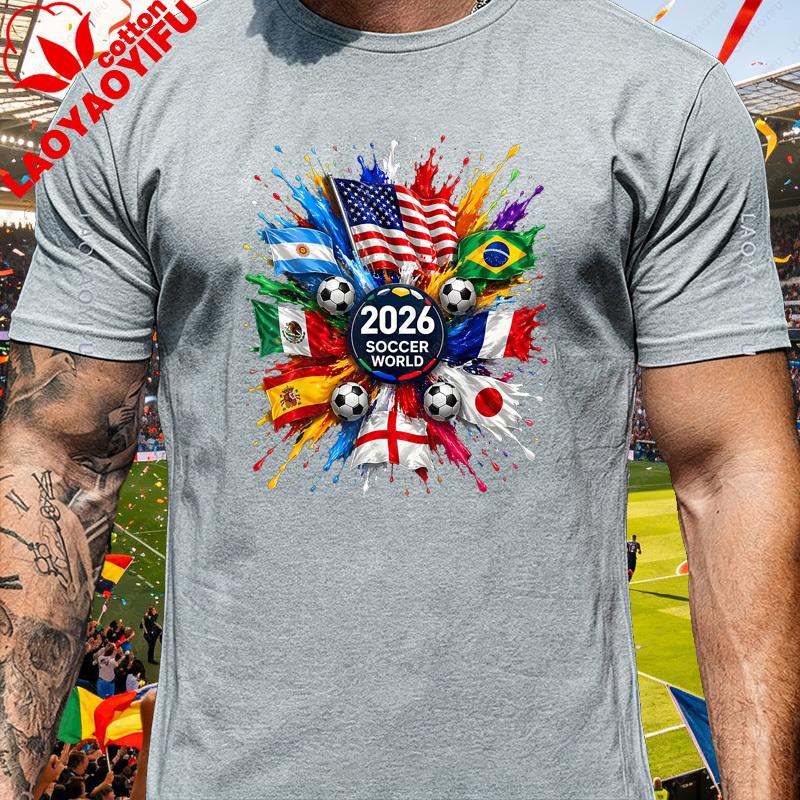 Usa Patriotic Country Flag Soccer T Shirt Unisex Vintage Burst Art Football Supporter Fan Casual Daily Trendy Streetwear Top