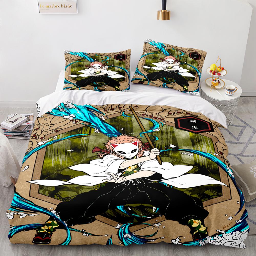 Comforter Kamado Tanjirou Bedding Set Single Twin Full Queen King Size Demon Slayer Bed Set Aldult Kid Bedroom S 3D Anime 33