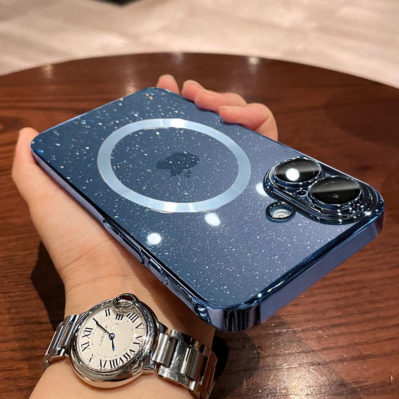 

Подходит для Apple 16promax Магнитный чехол для мобильного телефона Гальванизированный ПК Жесткий 14 Полностью закрывающий iPhone 15 с защитной пленкой для объектива iPhone12Promax