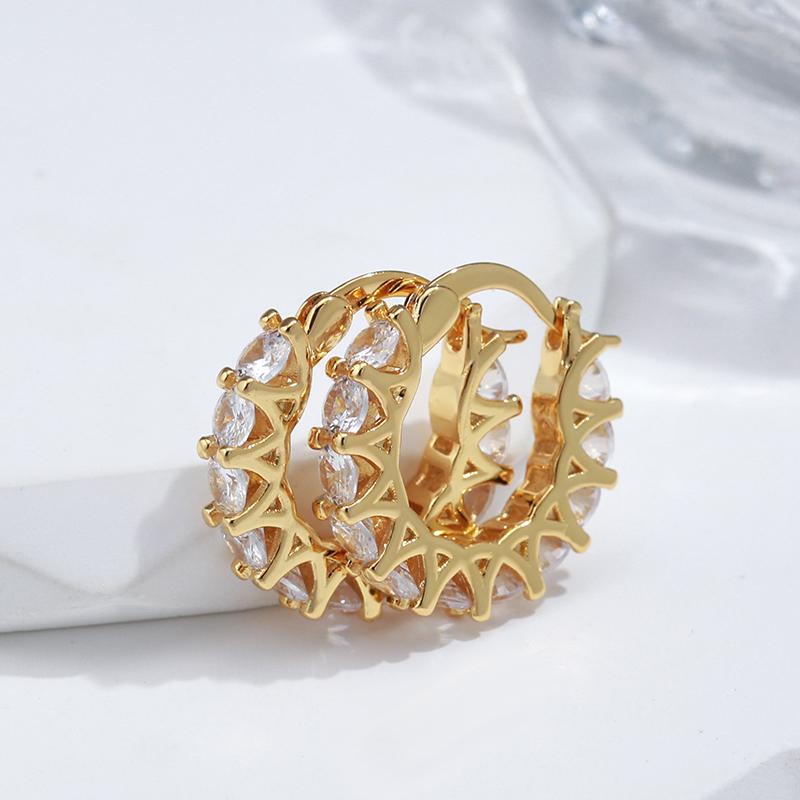 High Quality Cubic Zircon Women Hoop Earrings Stylish Girl Accessories Party Daily Wearable Fashion Jewelry