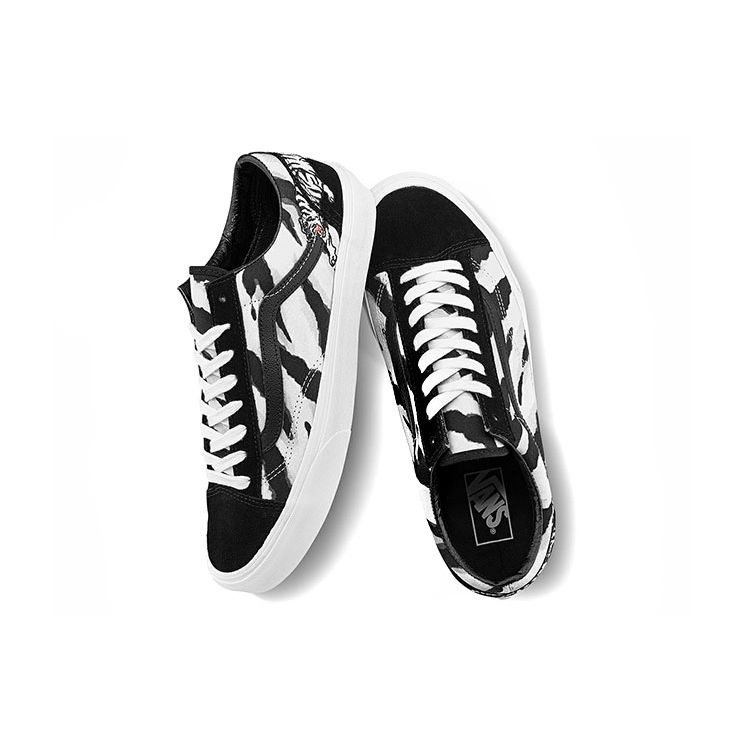 Vans Style 36 Tiger Embroidery Tiger Stripe Casual Low-Top Skate Shoes Unisex Sneaker Black White VN0A3DZ3WHT