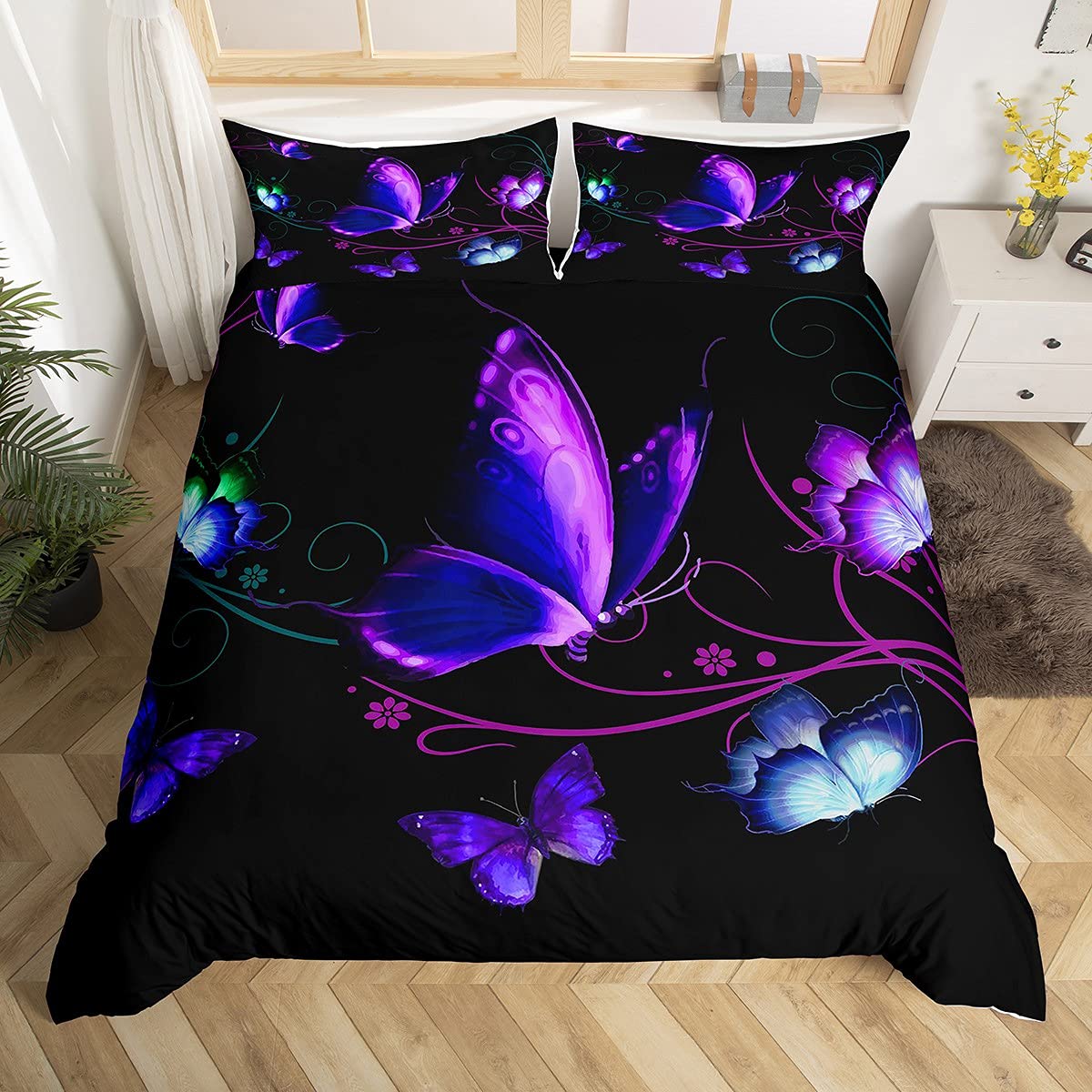 

Comforter Purple Butterfly Full Butterflies Bedding Sets Galaxy Comforter For Womenpsychedelic Gorgeous Comforter (quilt)-EU Single(135*200cm)3pcs