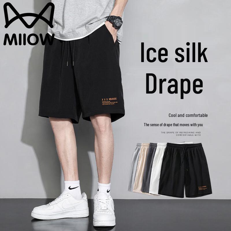 MiiOW Men s Ice Silk Breathable Casual Shorts 4XL