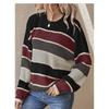 Women Loose Striped Long Sleeve Crew Neck Knit Sweater Autumn Winter