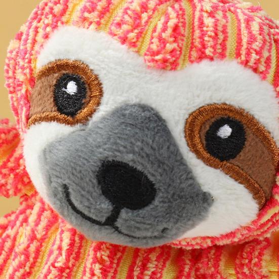 Interactive Dog Toy Squeaky Plush Animal Dog Chew Toy with Rubber Ring Stuffed Sloth Monkey Tug-of-War Toy for Puppy Teething