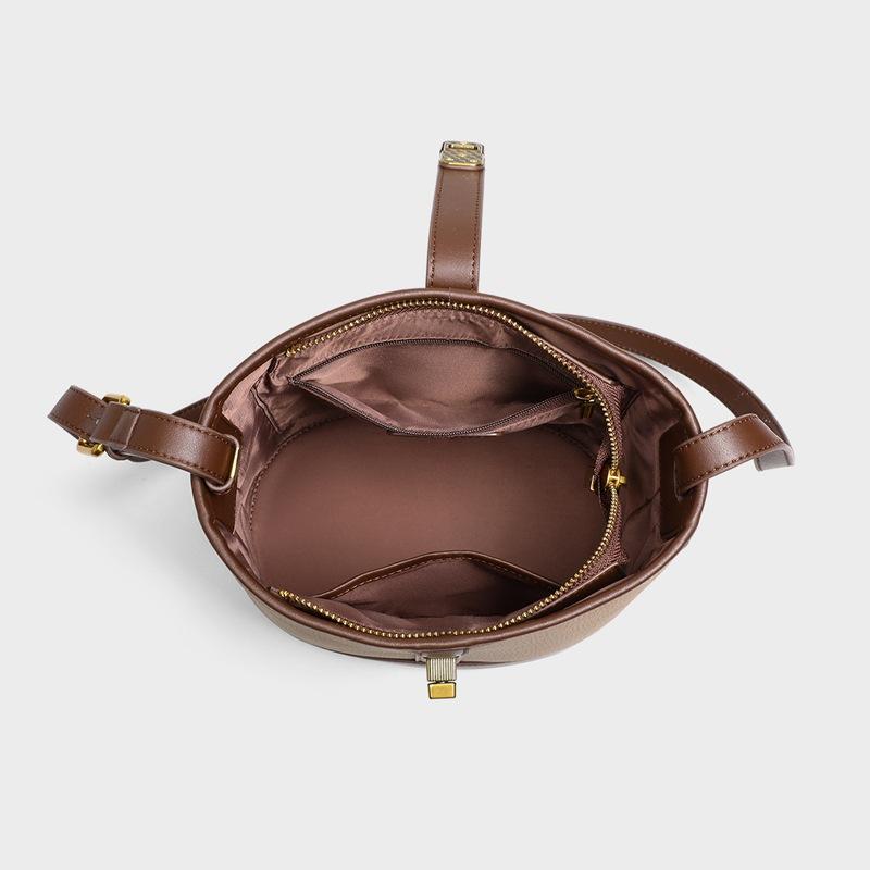 Bucket Bag New Autumn and Winter Genuine Leather Women's Bag Versatile Shoulder Bag Large Capacity Commuting Crossbody Bag