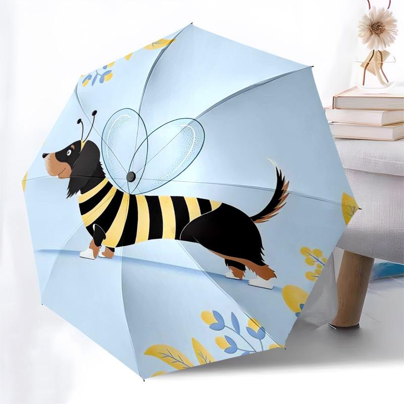 1 Stück Bienenkostüm Hund Illustration Regenschirm mit Kunststoffgriff, Geeignet für Alle Jahreszeiten Zuhause Reise Outdoor Regenschirmptys31085