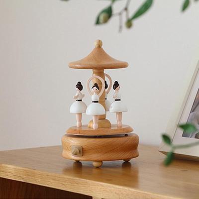 Kurmalı Müzik Kutusu Retro Ahşap Müzik Kutusu Yeni Yıl Noel Doğum Günü Hediyesi Vintage Atlıkarınca Dönme Dolap Ev Dekorasyon Aksesuarları