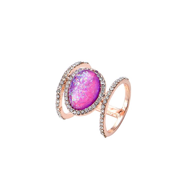 Irregular Natural Moonstone 14k Rose Gold Micro-Inlaid Ring Size 6