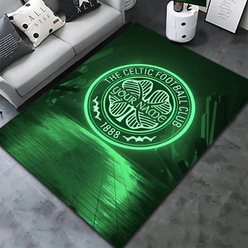 Tappeto Personalizzato con Stemma Celtic Fc per Soggiorno Camera da Letto Casa Decorazione Divano Tappetino Antiscivolo per Giochi Bambini