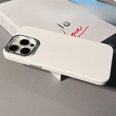 Litschi-Ledermuster Geeignet für Apple 16 ProMax Handyhülle Metallknopf Iphone14 Schlichte 13 Schutzhülle 15