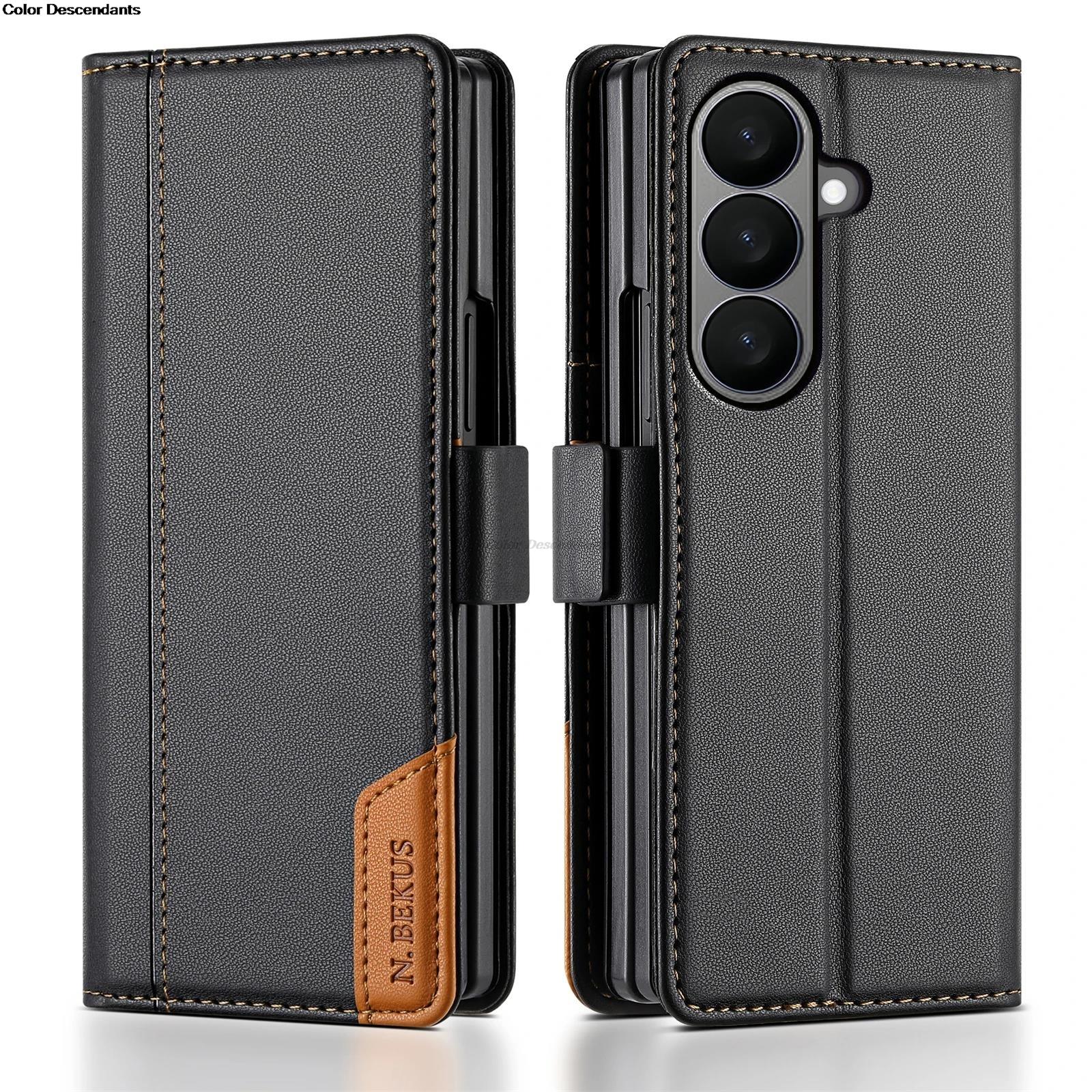 

Luxury Leather Phone Case for Samsung Galaxy Z Fold 7 3 4 5 6 5G Fold6 2025 Magnetic Flip Book Business RFID Wallet Cover SAMSUNG Z Fold 7 чорний