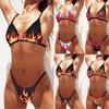 Women's Colour Block Print High-Breasted Straps Bikini Set Two-Piece Swimsuit