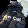 Couples Winter Devil Bread Clothing Casual Hooded Jacket Embroidered Cotton-padded Jackets Coats New Jacket In Winter