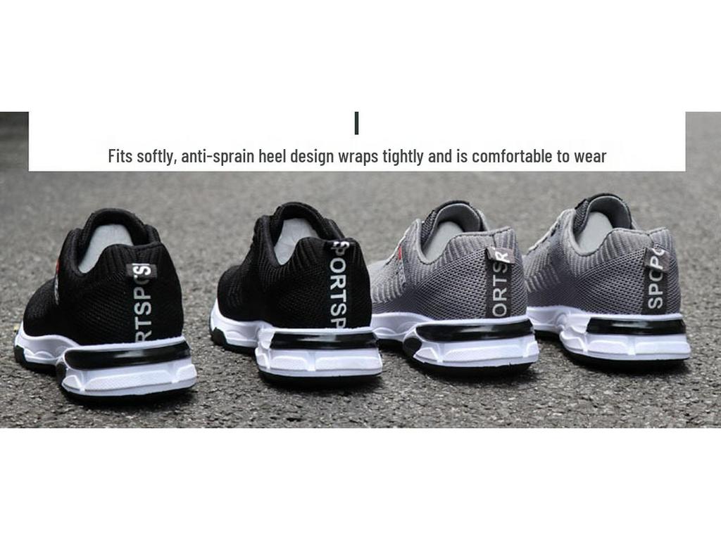 Men's Black Breathable Casual Running Shoes with Soft Mesh Soles
