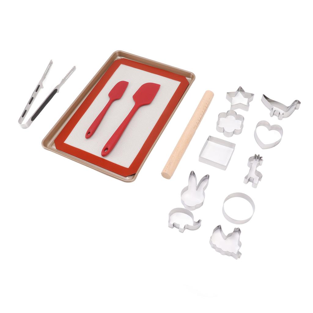 Ausstechformen Set Kohlenstoffstahl Ausstecher Keks Backzubehör Set mit Backform Backmatte