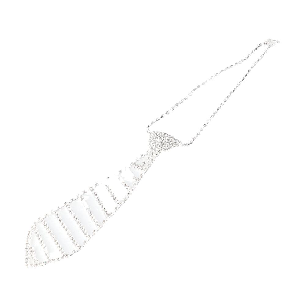 Chain Love Hollow Rhinestone Tie Long Necklace Korean Style Choker Crystal Neck Tie Women Necklace