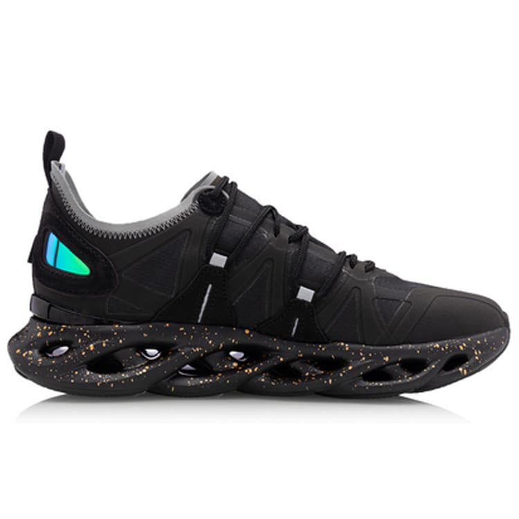 Li Ning Cushioning Breathable Rebound Low Top Running Shoes Men's Black Blue ARHQ057-1
