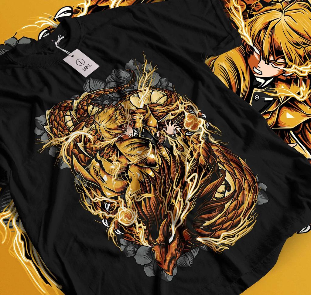 zenitsu agatsuma demon slayer T Shirt Mens Womens Tees Top, 2025 hot movie lightning anime horror lot